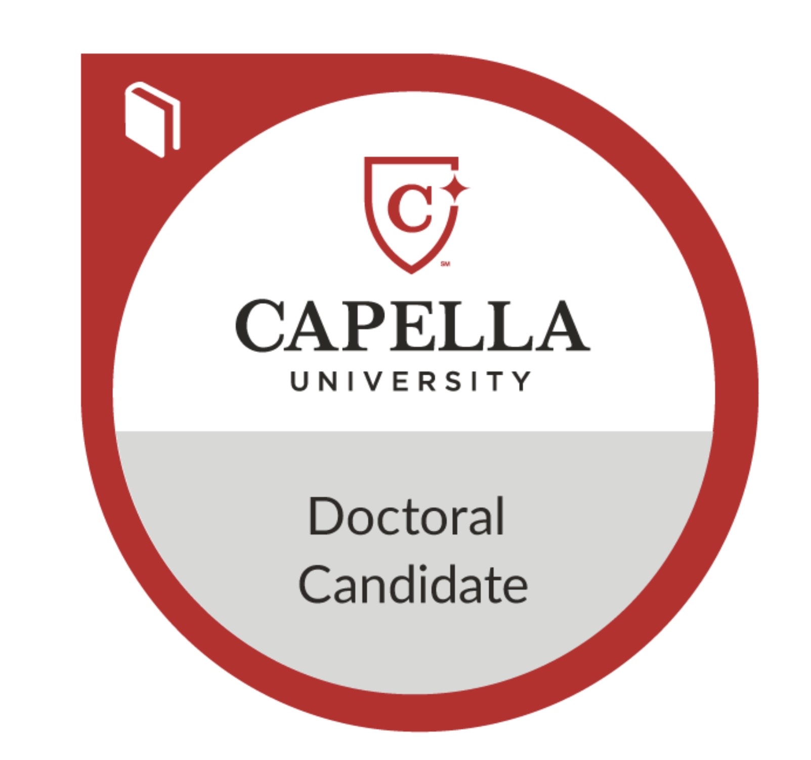 Capella University Doctoral Candidate credential badge